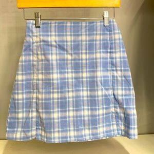 Brandy Melville Light Blue Plaid Cara Skirt